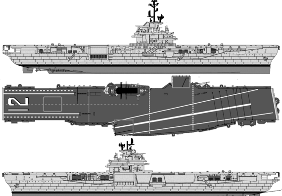 Авианосец USS CV-12 Hornet 1969 [Aircraft Carrier] - чертежи, габариты, рисунки